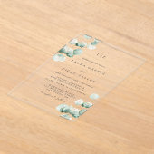 Eucalyptus Monogram Elegant  Wedding アクリル招待状 (レイダウン)