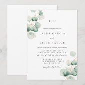 Eucalyptus Monogram Elegant  Wedding 招待状 (正面/裏面)