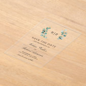 Eucalyptus Monogram Wedding Save the Date アクリル招待状 (レイダウン)