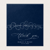 Eucalyptus Navy Blue Wedding Folded thank You  (外部フラット)