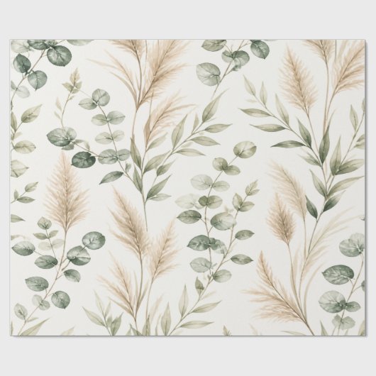 Eucalyptus Pampas Grass Wrap ラッピングペーパー (フラット)