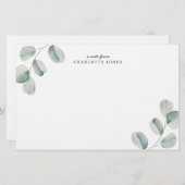 Eucalyptus Personalized Note Card 便箋 (正面/裏面)