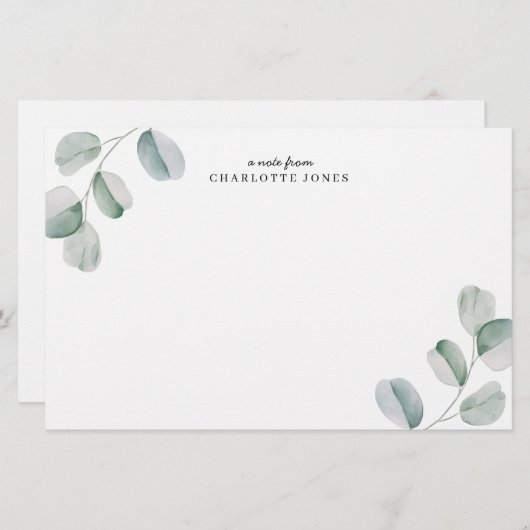 Eucalyptus Personalized Note Card 便箋 (正面/裏面)