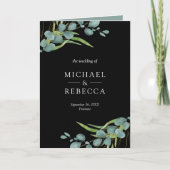 Eucalyptus Photo Collage QR Code Black Wedding 招待状 (正面)
