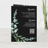 Eucalyptus Photo Collage QR Code Black Wedding 招待状 (裏面)