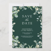 Eucalyptus Photo QR Code Emerald Green Wedding セーブザデート (正面)
