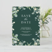 Eucalyptus Photo QR Code Emerald Green Wedding セーブザデート (スタンド正面)