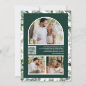 Eucalyptus Photo QR Code Emerald Green Wedding セーブザデート (裏面)