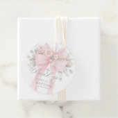 Eucalyptus Pink Bow Baptism Thank you フェイバータグ (インサイチュ)