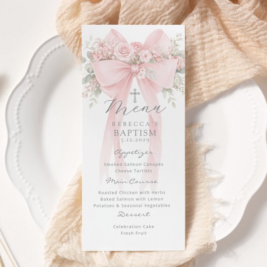 Eucalyptus Pink Bow Elegant Baptism メニュー