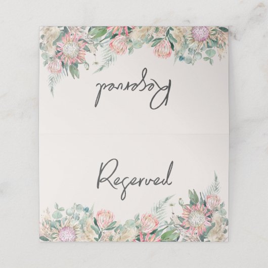 Eucalyptus Protea Pampas Wedding Table Number プレイスカード (外部開封)