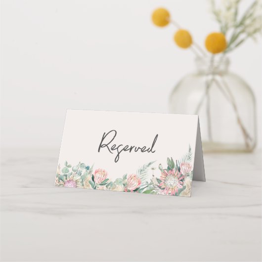 Eucalyptus Protea Pampas Wedding Table Number プレイスカード (裏面)