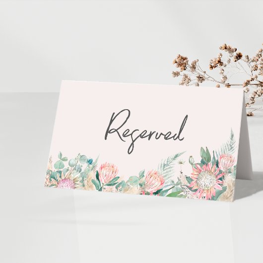 Eucalyptus Protea Pampas Wedding Table Number プレイスカード
