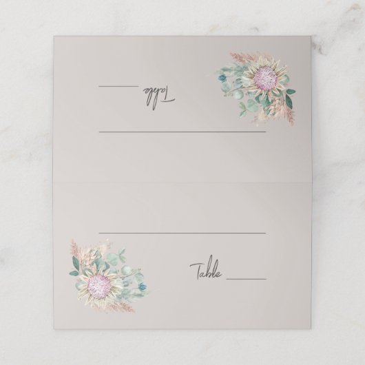 Eucalyptus Protea Pampas Wedding Table Number プレイスカード (外部開封)