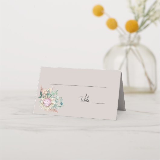 Eucalyptus Protea Pampas Wedding Table Number プレイスカード (裏面)