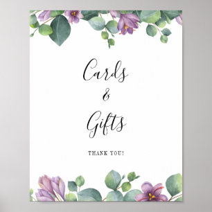 Eucalyptus Purple Greenery Cards and Gifts Sign ポスター