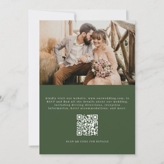 Eucalyptus QR Code Photo Greenery Wedding 招待状 (裏面)