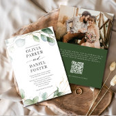 Eucalyptus QR Code Photo Greenery Wedding 招待状