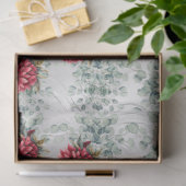 Eucalyptus & Red Flowers on  Faux Foil Decoupage  薄葉紙 (ギフト)