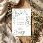 Eucalyptus Rustic Elegant Modern QR Code Wedding 招待状