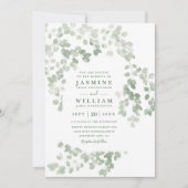 Eucalyptus Rustic Elegant Modern QR Code Wedding 招待状 (正面)