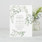 Eucalyptus Rustic Elegant Modern QR Code Wedding 招待状 (スタンド正面)