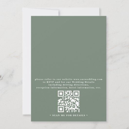 Eucalyptus Rustic Elegant Modern QR Code Wedding 招待状 (裏面)