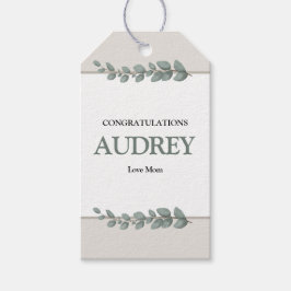 Eucalyptus Rustic Floral Baby Shower ギフトタグ