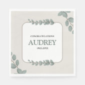 Eucalyptus Rustic Floral Baby Shower スタンダードランチョンナプキン (正面)