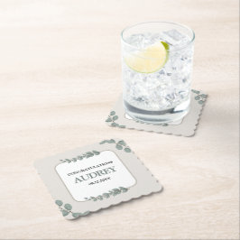 Eucalyptus Rustic Floral Baby Shower ペーパーコースター