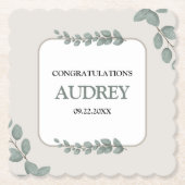 Eucalyptus Rustic Floral Baby Shower ペーパーコースター (正面)