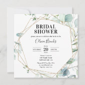 Eucalyptus Rustic Photo Bridal Shower 招待状 (正面)