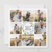 Eucalyptus Rustic Photo QR Code Bridal Shower 招待状 (裏面)