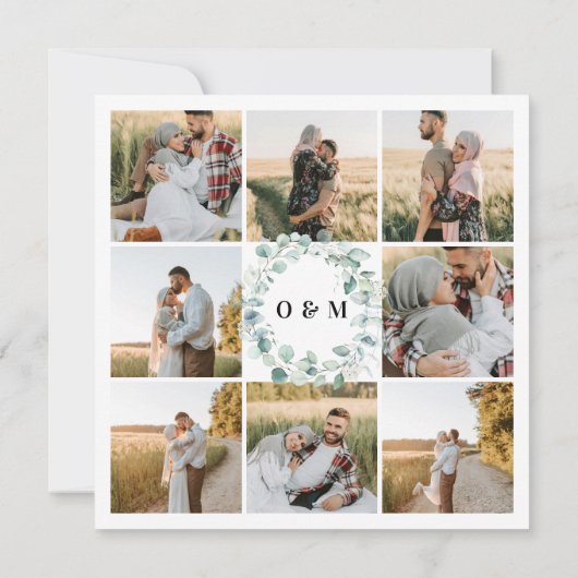 Eucalyptus Rustic Photo QR Code Bridal Shower 招待状 (裏面)