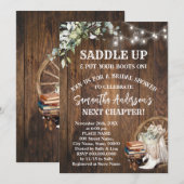 Eucalyptus Saddle Up Boots & Books Bridal Shower 招待状 (正面/裏面)