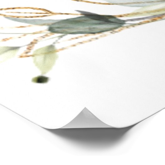 Eucalyptus Sage Green Wedding Welcome Sign ポスター (角)