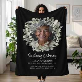 Eucalyptus Script Custom Text & Photo Memorial フリースブランケット