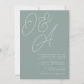 Eucalyptus | Script Watermark Monogram Wedding 招待状 (正面)