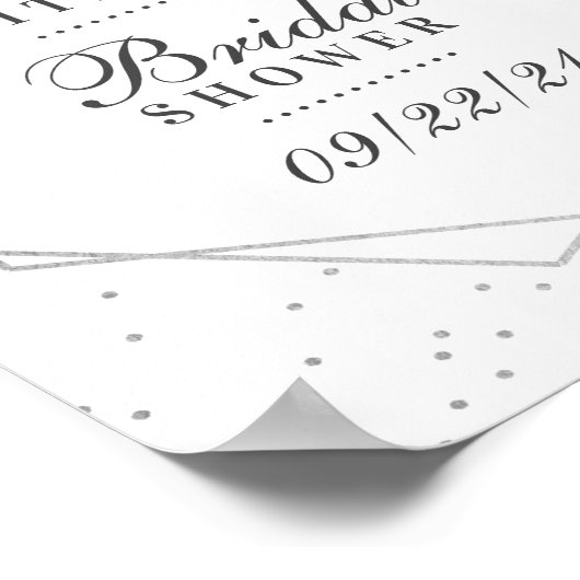 Eucalyptus Silver Geometric Bridal Shower ポスター (角)