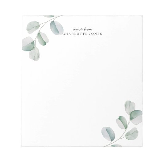 Eucalyptus Simple Personalized ノートパッド (正面)