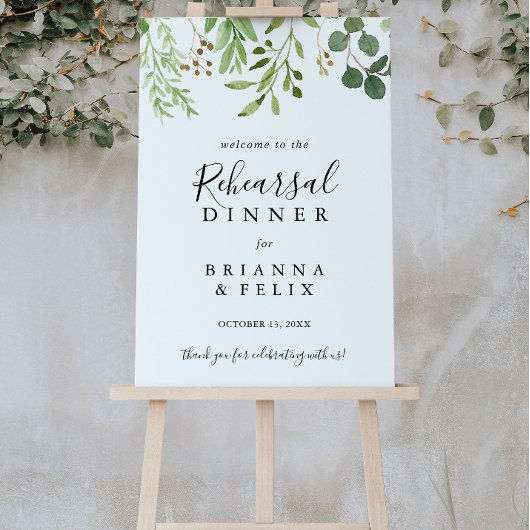 Eucalyptus Simple Rehearsal Dinner Welcome Sign ポスター