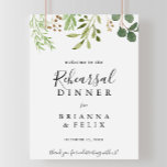 Eucalyptus Simple Rehearsal Dinner Welcome Sign ポスター<br><div class="desc">This eucalyptus simple rehearsal dinner welcome sign is perfect for a modern wedding rehearsal. The design features artistically hand-painted beautiful eucalyptus green leaves arranged into geometric shapes,  inspiring natural beauty.</div>
