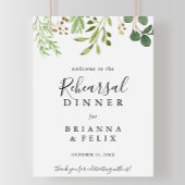 Eucalyptus Simple Rehearsal Dinner Welcome Sign ポスター