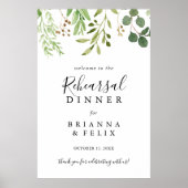 Eucalyptus Simple Rehearsal Dinner Welcome Sign ポスター (正面)