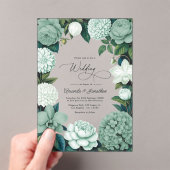 Eucalyptus Soft, Mint Frost & Snowdrop Wedding アクリル招待状 (インサイチュ (ポータブル))