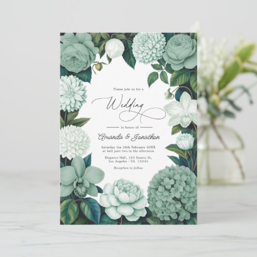 Eucalyptus Soft, Mint Frost & Snowdrop Wedding 招待状 (スタンド正面)