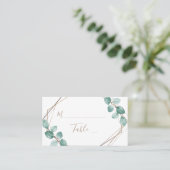 Eucalyptus Watercolor金ゴールドスクリ結婚プト プレイスカード (スタンド正面)