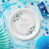 Eucalyptus Watercolor金ゴールドスクリ結婚プト ペーパープレート (パーティー)