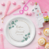 Eucalyptus Watercolor金ゴールドスクリ結婚プト ペーパープレート (パーティー)