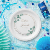 Eucalyptus Watercolor金ゴールドスクリ結婚プト ペーパープレート (パーティー)